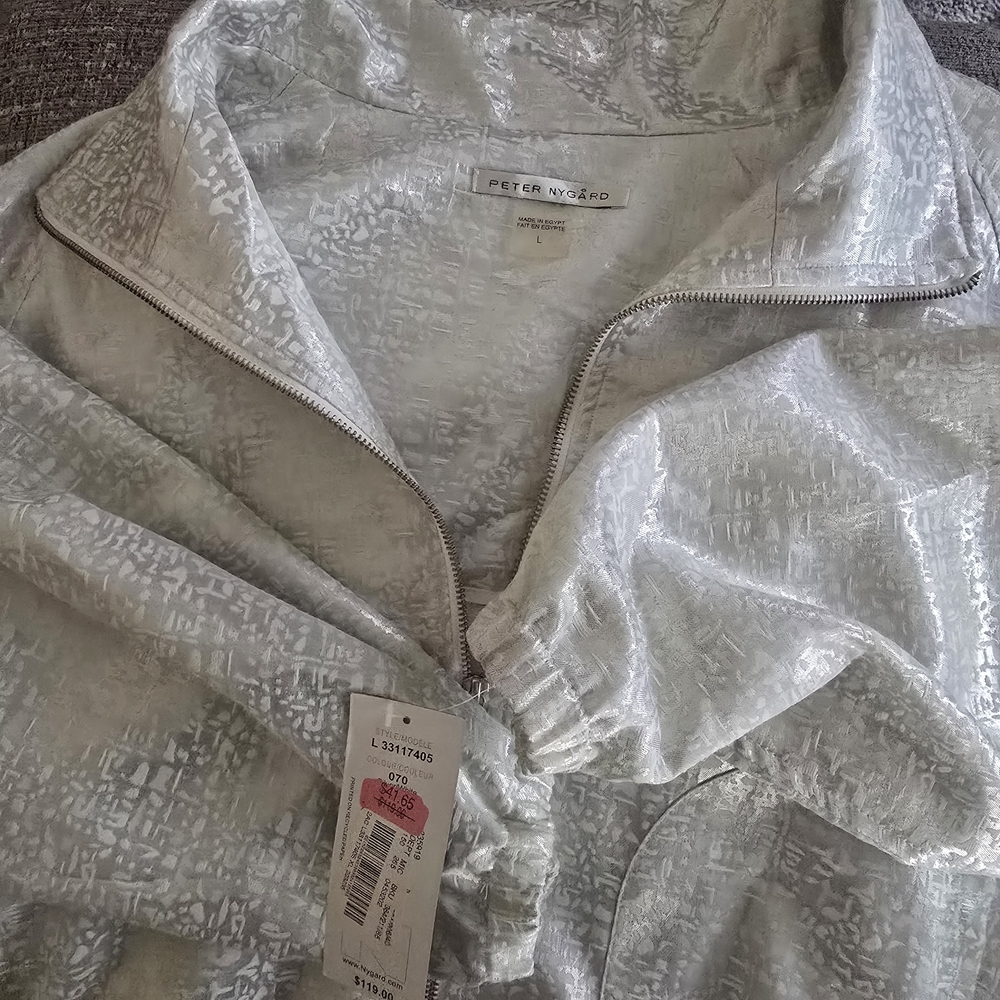Peter Nygard Womans WhiteGray Zip-up Jacket